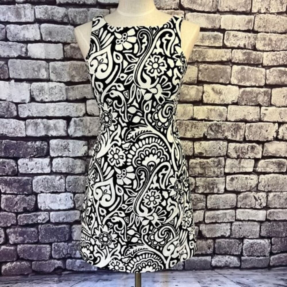Banana Republic Black & White Sleeveless Fully Lined Dress Size 4